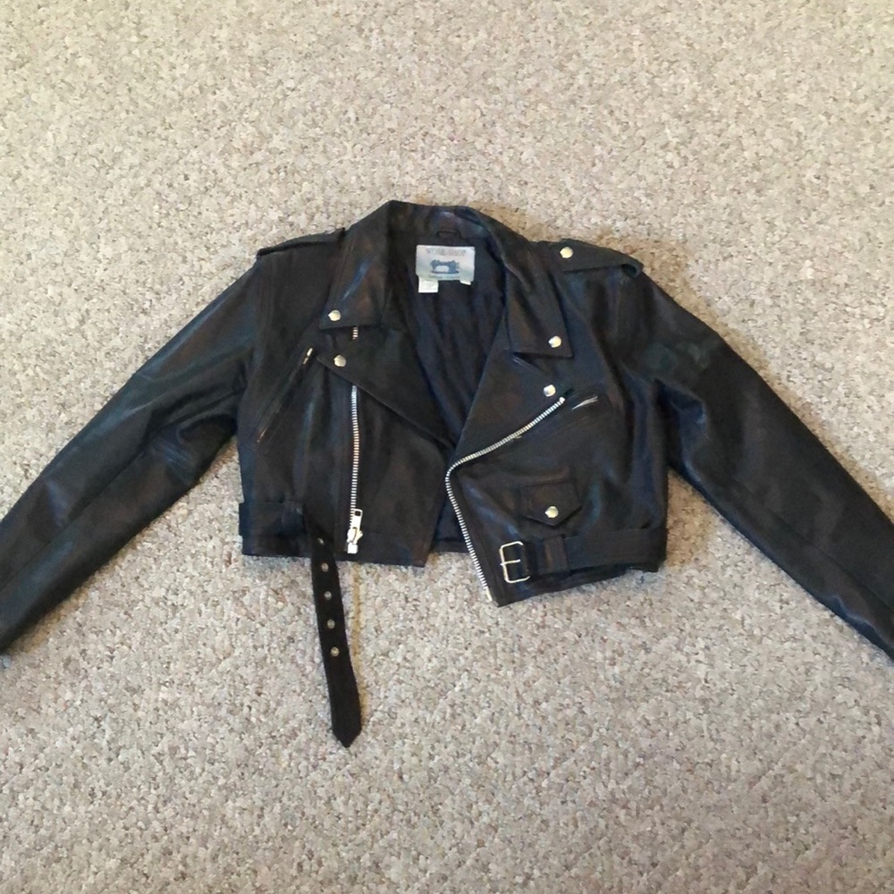 Black Leather Crop Jacket